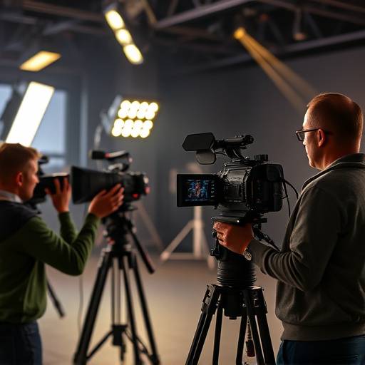 Camera crew filming a commercial in a studio setting