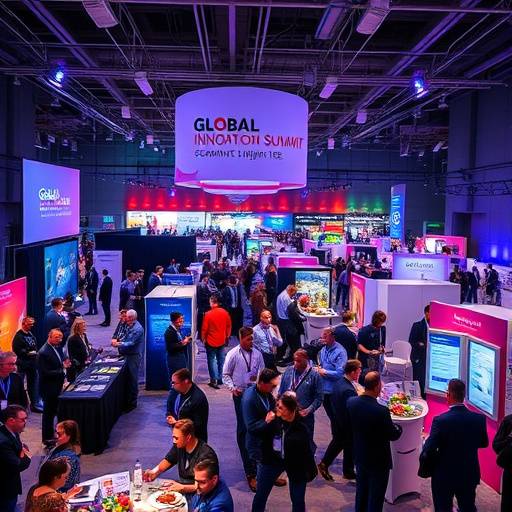 Highlight reel from the 'Global Innovation Summit' conference, featuring keynote speakers, networking sessions, and exhibitor booths.